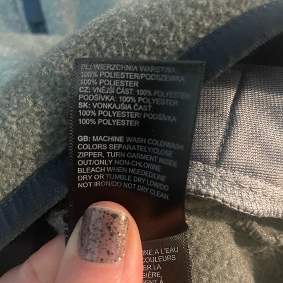 The North Face Gray and Navy Cowl Neck Fleece Hoodie Sz L - Picture 6 of 6